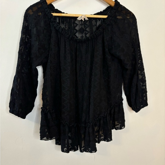 Rebecca Taylor Dark Romantic Silk Off Shoulder Top - Picture 2 of 8
